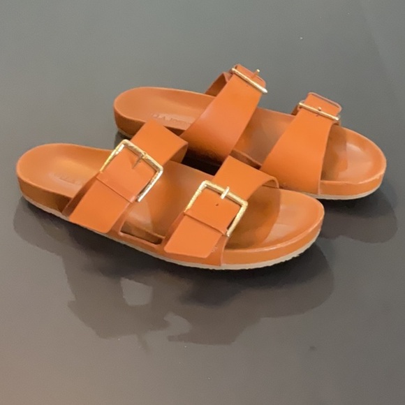 Ulla Johnson double buckle leather sandal in sierra brown size 38 1/2 (US 8.5) - Picture 1 of 7